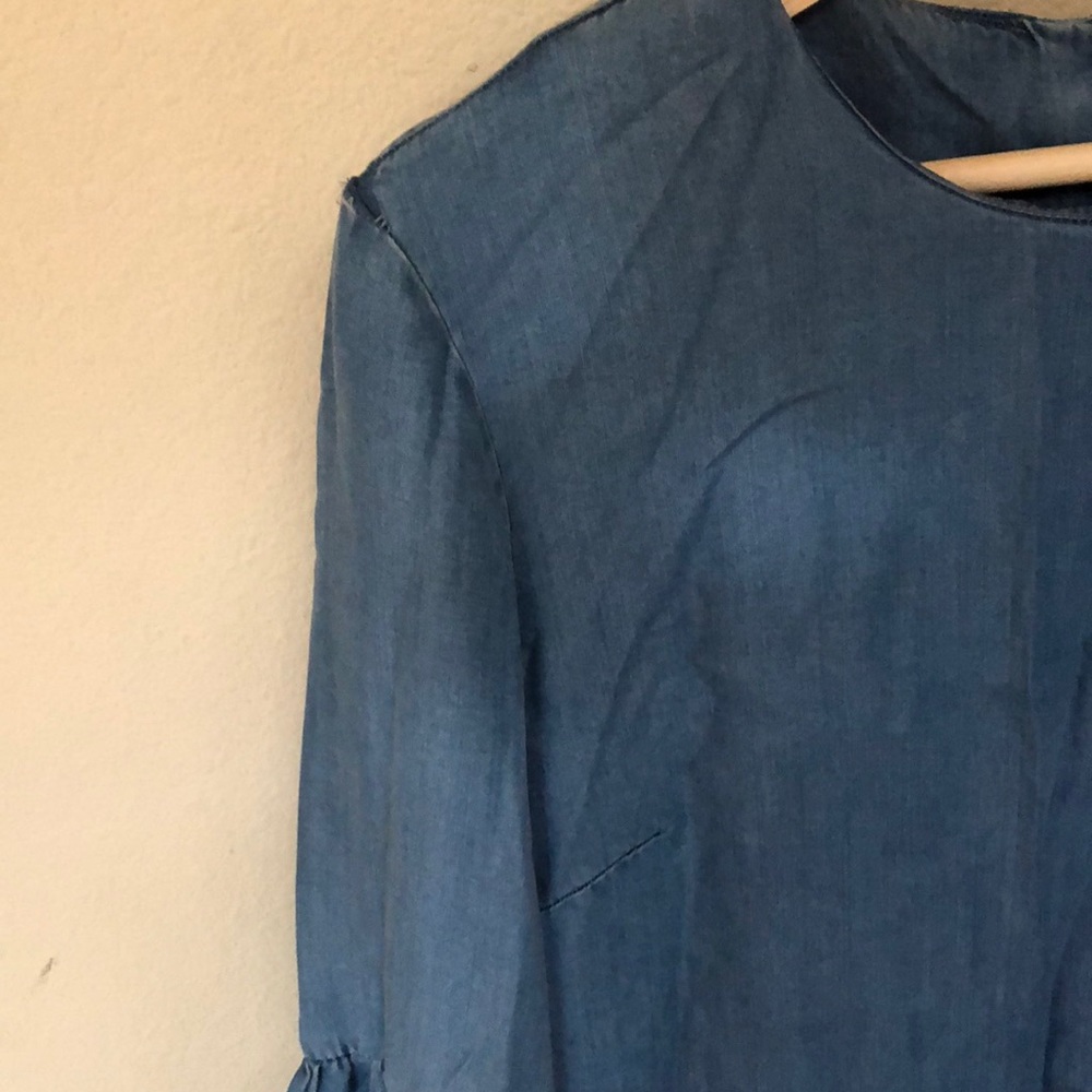Zara Denim Bell Sleeve Dress - Picture 6 of 7